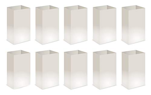 Elf Logic - Set Of 10 Electric Luminary Bags (Incandescent Lights) - Plug In And Weatherproof Vellum Luminary Pathway Lighting - Reusable Luminary Bags - Perfect Outdoor Luminary Lights #TOP5