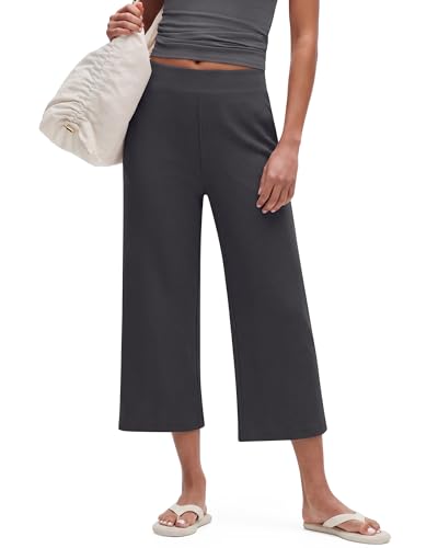G4Free Yoga Pants with Pockets for Women,Soft Ankle Length Casual Pants(Dark Gray,M,Regular)