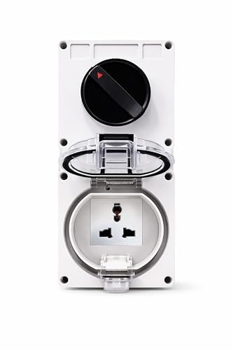 Image of MX IP66 Waterproof Outdoor Universal Socket Box 13A 250V with Spring Lid Cover, Weatherproof Dustproof ABS Electrical Wall Outlet for Garden, Balcony, Terrace & Outdoor Use