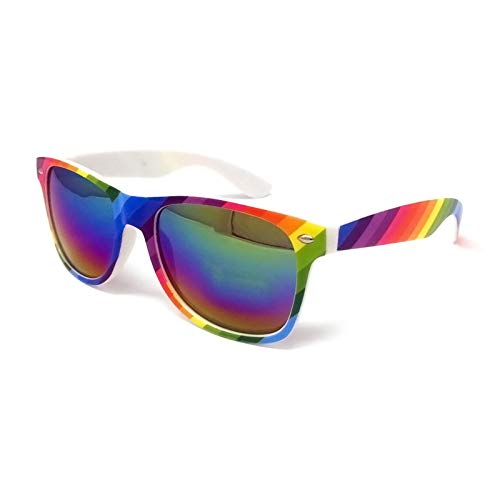 B-Creative Occhiali da sole per bambini e ragazze Shades Black Classic Vintage Holiday UV400 (montatura RAINBOW RAINBOW lente a specchio, multicolore