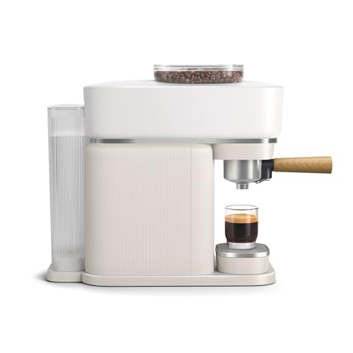 Philips Baristina Espressomaschine - Real Espresso, made simple. Kompakte Kaffeemaschine, Naturweiß mit Eschenholz-Siebträger, 16-bar-Pumpendruck, automatisches Mahlwerk, Cafe Crema (BAR302/20) – Bild 3