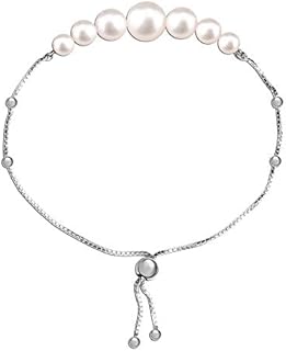 Amazon Brand HIKARO 925 Sterling Silver Jewelry Simulated Pearl Bracelet for Women and Teen