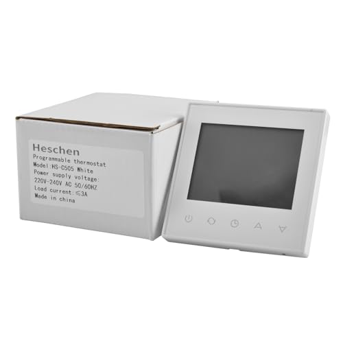 Heschen Digitales Fußbodenheizungsthermostat, HS-C505, 230VAC 3Amp, Fußbodenheizungsthermostat, Temperaturregler, Heizung, 5+2/6+1/7 Tage Programmierbare Steuerung, Gehärtetes Glas, Weiß