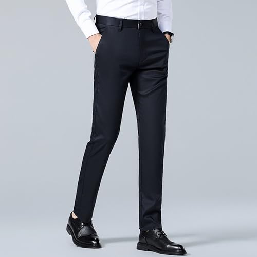 Maiyifu-GJ Men's Casual Slim Fit Dress Pants Summer Stretchy Suit Pants Straight Fit Solid Color Work Pants​4