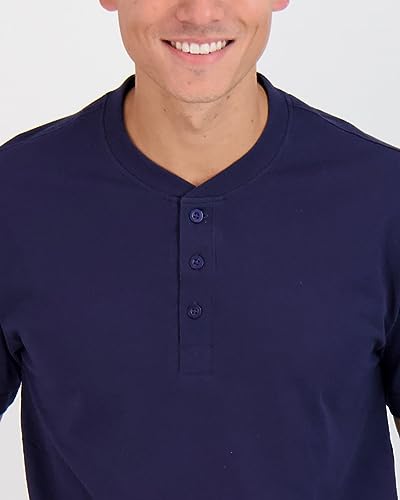 Image of Real Essentials 3 Pack: Mens Casual Long & Short Sleeve Cotton Henley Lightweight Button T-Shirt, Long Sleeve - Set