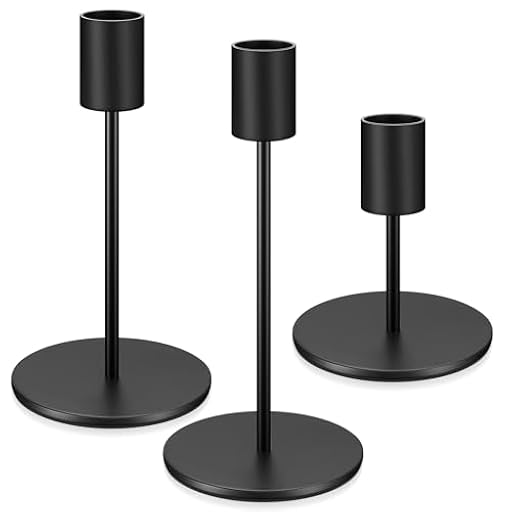3 Pcs Candelabro Negro, 8.5/16/16 cm Candelabros para Velas, Decorativos para Cilindro, Decoración de Mesa para Bodas y Cumpleaños (Negro) | Ya disponible en tu tienda friki favorita! En mundofriki.es!