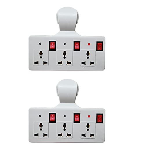 Image of Digiway Three pin Multi Plug Point | Cordless Wall Socket Multi Outlet Extension Board, Universal Sockets and Individual Switches -Pack of 2