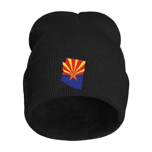 Arizona Flag Embroidery Beanie with State Map Knit Hat