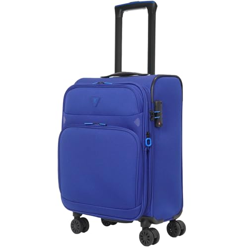 ABISTAB erweiterbar Weichschalenkoffer - Handgepäck Koffer klein 55x38x23cm, Stoffkoffer Trolley, Reisekoffer mit 4 Rollen & TSA Schloss, Blau