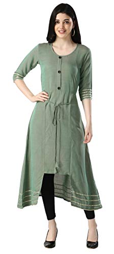 Image of OM SAI LATEST CREATION Designer Slub Cotton Fully Stitched Anarklai Kurti for Women & Girls on Jeans Palazzo or Skirt (Plus Size Upto 2XL)-(Grey)