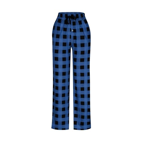 Pj Pants for Men Lightweight Cotton Buffalo Plaid Pajama Pants Casual Cozy Wide Leg Lounge Sleep Pant with Pockets3