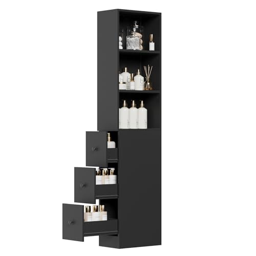ARTETHYS Tall Narrow Free Standing Bathroom Storage Cabinet with 3-Level Adjustable Shelves Home...