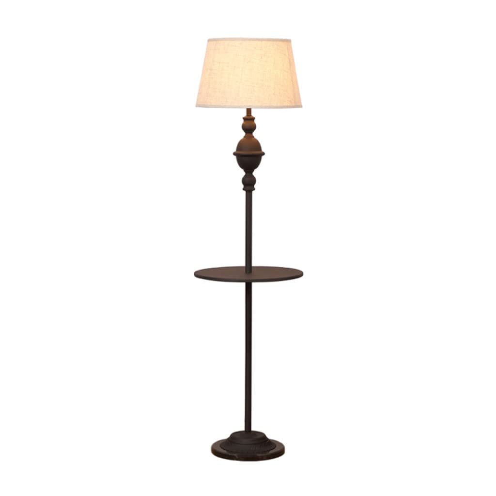 CVdrtyED Standing Lamp American Simple Iron Floor Lamp with Shelves Fabric Lampshade Light Standing for Living Room Bedroom Study Bedroom Living Room(Remote Control)