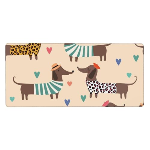 Tapis de souris grand format teckel 40 x 90 cm avec base en caoutchouc antidérapante