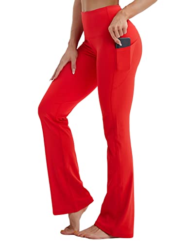 Image of BUBBLELIME 29 inch /31 inch /33 inch /35 inch /37 inch 3 Styles Women's High Waist Bootcut Yoga Pants Basic /Side Pockets Tummy Control Workout Flared