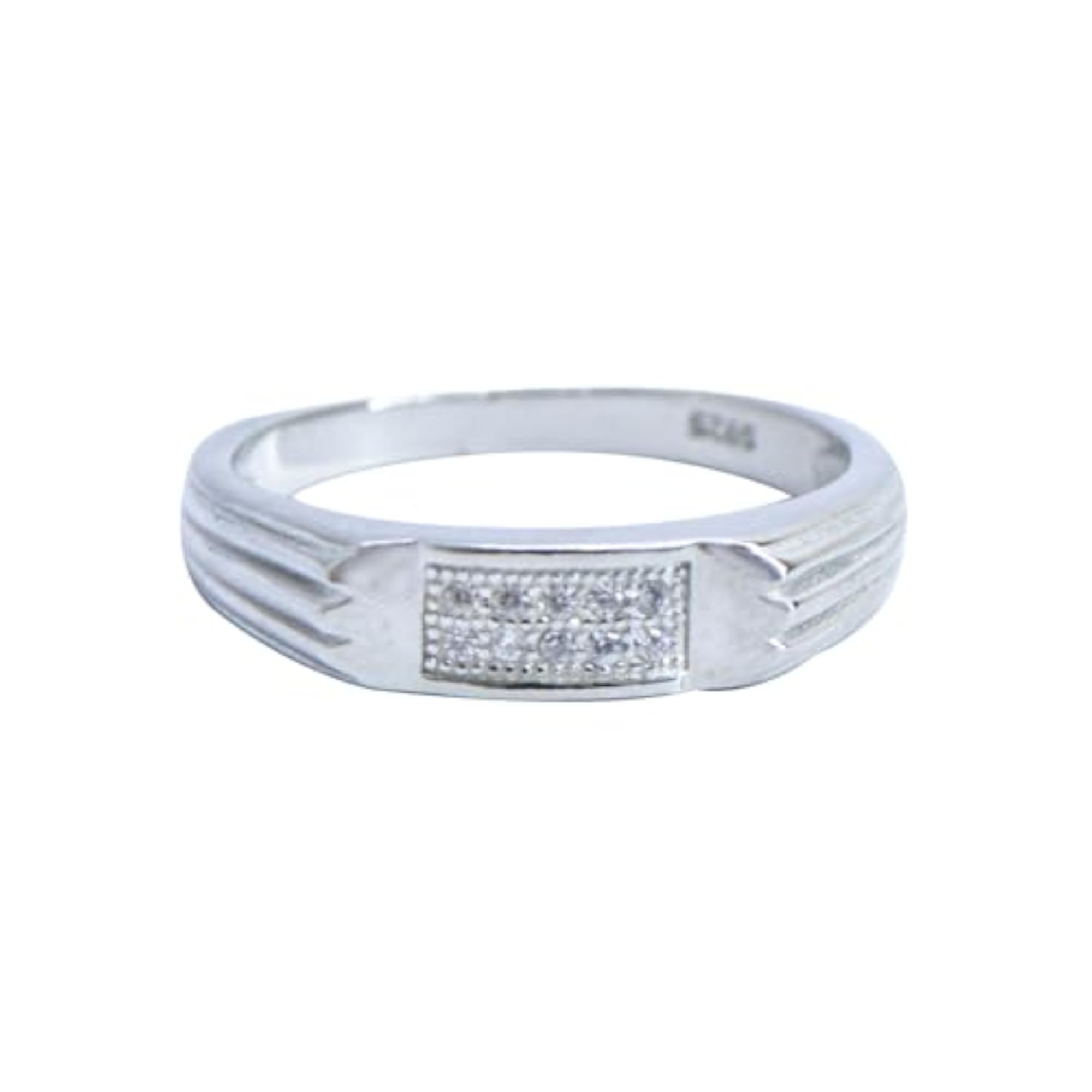 Men's 925 Sterling Silver Rectangular Ring, Elegant Gift