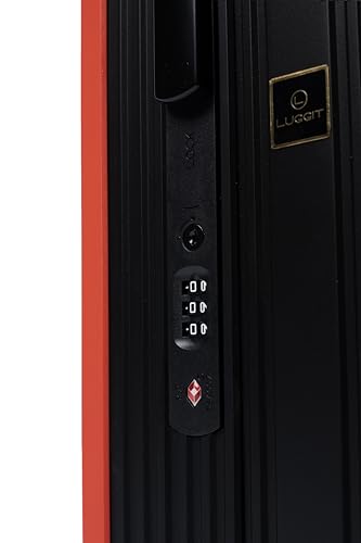 Image of Dual Tone Trolley Bag Medium -Premium Plus | Polycarbonate Hardshell Luggage with TSA Lock | 360 Spinner Wheels & Wide Telescopic Handle |Tough Bag (Red and Black, 24)