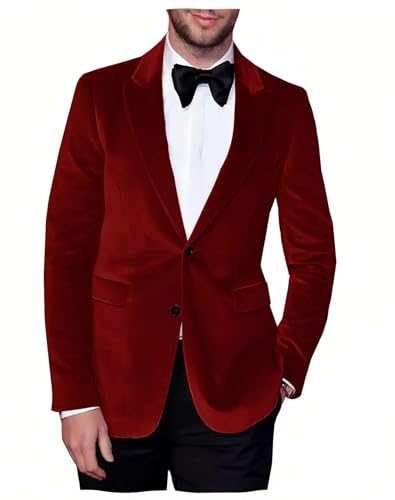 Velvet Blazer Jacket Two Button Lapel Casual Suit Men's Wedding Business Party Coat Fashion Slim Tuxedo