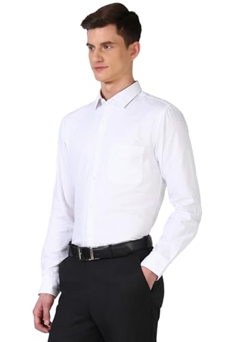 Image of Peter England Men's Micro-Checkered Formal Slim Fit Full Sleeve Shirt | Cotton Rich