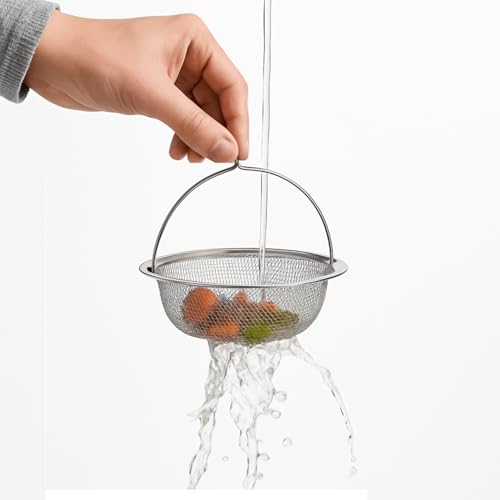 Filtro fregadero con asa, Colador de fregadero de cocina, colador de desagüe Fregadero, colador Universal de Fregadero de Cocina, Diámetro interno 8 cm, Diámetro externo 11 cm, Acero inox