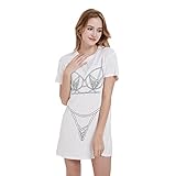 JULGIRL Women's Funny Lingerie Nightgown Cute Print Short Sleeve Tshirt Sleepdress