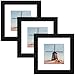 Golden State Art Smartphone Instagram Frames Collection,Set of 3, 6x6-inch Square Photo Wood Frames with White Photo Mat & Real Glass for 4x4 photo, Black