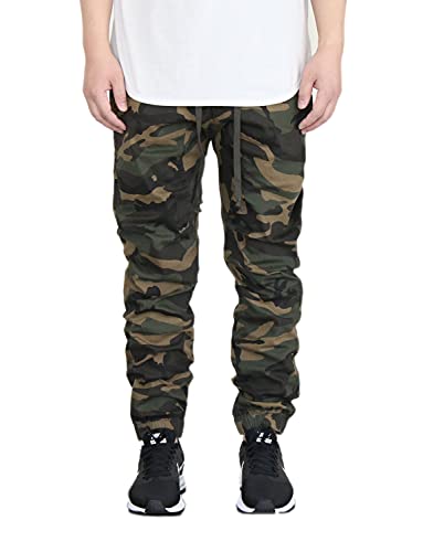 AIRNINE Men's DK Olive Camo Twill Drop Crotch Jogger Pants2