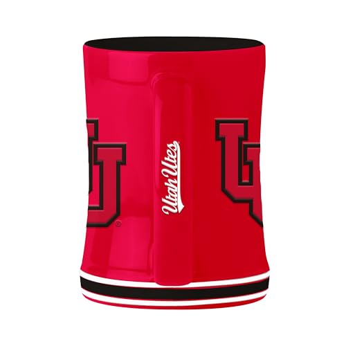 Image of Logo Brands NCAA Utah Utes 14 oz Relief Coffee Mug - Officially Licensed Mug, Sculpted 3D Logo and Team Colors - Comfortable Handle and Glossy Finish for College Sports Fans