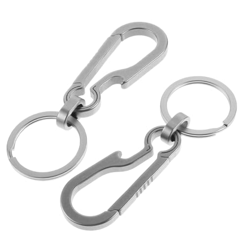 MUELODSIC 2個チタン合カラビナキーホルダー 栓抜き付き 軽量コンパクト 多機