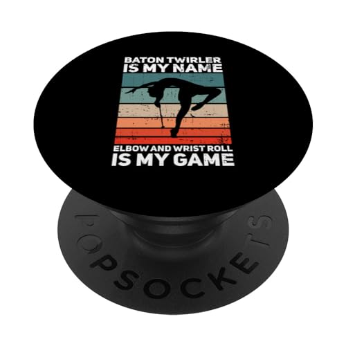 Baton Twirler Design For Twirling Recitals PopSockets Swappable PopGrip, Black