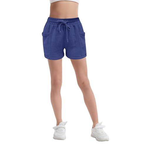 Girls Summer Causal Athletic Shorts with Pockets Elastic Waist Ribbed Short Pants Pull-On Active Biker Shorts4