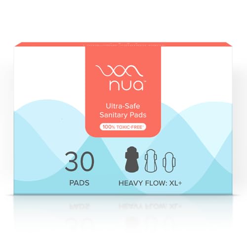 Nua Ultra-Safe Sanitary Pads For Women | 30 Ultra Thin Pads | Heavy Flow-XL+ | Safe on Skin | Toxic-Free & Rash-Free | Unscented | 50% Wider Back| Leakproof | Made Safe