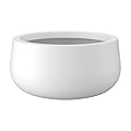 Kante 19.6" Dia Round Concrete Planter, Outdoor Indoor Garden Plant Pots with Drainage Hole and Rubber Plug, Modern Curvaceous Design, Pure White