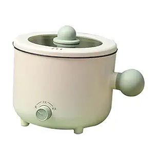 Noodle Cooker, Small Electric Cooker Effort Saving Multifunctional with Knob Temperature Control for Household (Green White Single Layer)