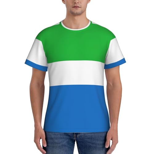 Lot de t-shirts imprimés drapeau de la Sierra Leone, T-shirts en polyester frais et respirants, maillots de corps restés rentrés pour homme, Noir , 3XL