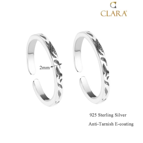 Image of Clara 925 Sterling Silver Size Adjustable Toe Rings Pair Gift for Women