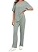 Famulily Loungewear Damen Set Schlafanzug Kurzarm Rundhals Nachtwäsche Lounge Set Jogginganzug Zweiteiler Sommer Outfit (XL,Grün)