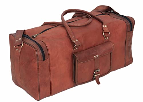 Leather 20Inch Duffel Bag, Perfect Luggage Bag for Traveling, Overnight Weekender Luggage Bag Leather Duffle with Adjustable Strap