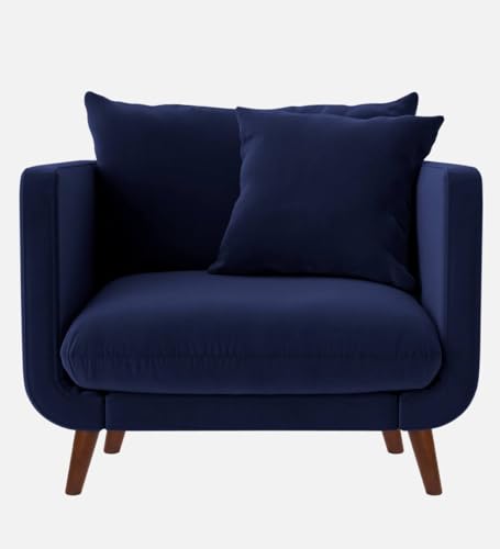 Image of Rejol Velvet 1-Seater Sofa Luxurious Comfort for Living Rooms and Offices (Navy Blue, Armchair)