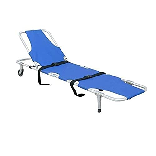 Civière compacte pliable en aluminium bleu | Lit de transport d'urgence pour patient