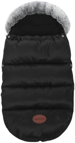 Ameble Stroller Footmuff Thickened Fleece-Lined Warm Stroller Cover for Winter with Furs Collar & Zipper Waterproof Bunting Bag, 35x14 Inch Blanket, Winter Cover, Sleeping Ba - 2