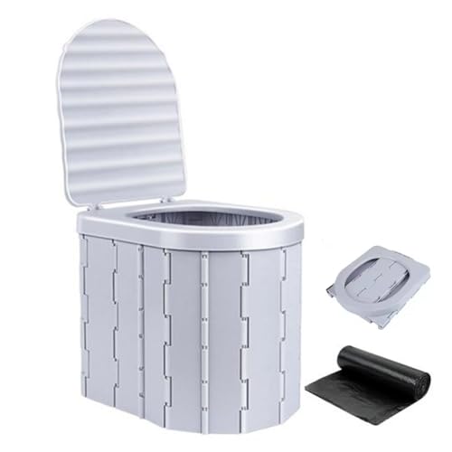 JUNARIS Camping Toilet Portable Toilet for Adults & Kids Foldable Potty & Outdoor Emergency Sanitation Products Trash Can Stool for Car Truck Camping Travel Hiking Fishing Long Trips (Black)