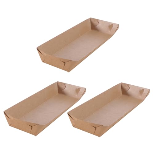 Alipis 50 Pack Paper Food Trays Snack Open Box Oil Proof Boat Shape Boxes Reusable for Birthday Festivals and Outdoor Gatherings
