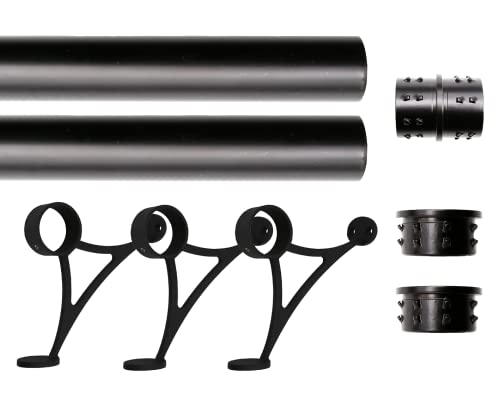 Top Hardware Solid Bar Mount Foot Rail Kit, Matt Black Stainless Steel Tubing w/Internal Connector, Combination Foot Rail Brackets, Flat End Cap, 7 ft = 42 inx2