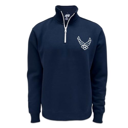 Armed Forces Gear US Air Force Wings Tackle Twill Embroidered Fleece Quarter Zip Sweatshirt (Navy)4