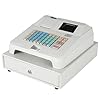 Electronic Cash Register, 48 Keys Cashier Register, Cash Register with Drawer Flat Keyboard and Thermal Printer, 8-Digital Cash Register for Business (White)