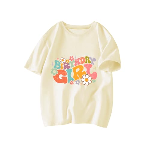 Image of Birthday Girl Tshirt Toddler Birthday Shirts Tees Little Kids Top Outfit Cotton Short Sleeve 2nd 3rd 4th 5th 6th 7th 8th