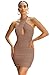 REORIA Women's Sexy Mini Dress Halter Sleeveless Backless Bodycon Criss Cross Ruched Short Dresses Party Night Club Outfits Chanterelle Medium