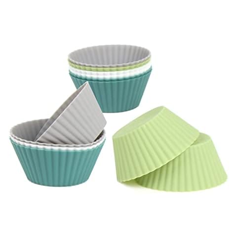 VEYLIN 12 Pack Reusable Silicone Cupcake Cases Cover