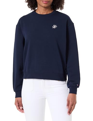 Tommy Hilfiger Sudadera TH Script REG Terry SWTSHRT WW0WW49418 para Mujer, Azul (Azul Marino Nocturno Oscuro), Talla M, Azul (Dark Night Navy), M